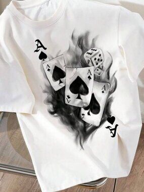 Urban Streetwear Ace of Spades & Dice Smoky Graphic White Tee